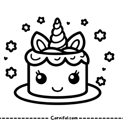 Unicorn Cake Coloring Page