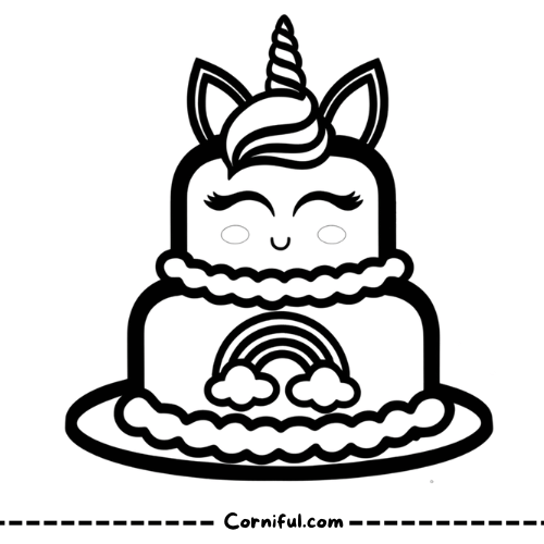 Unicorn Cake Coloring Page