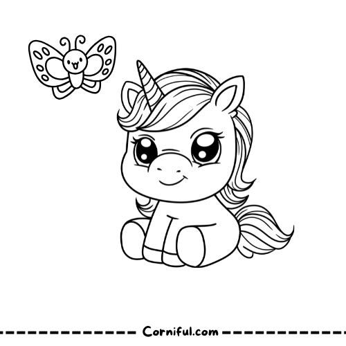 Butterfly and Unicorn Coloring Page