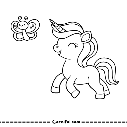 Butterfly and Unicorn Coloring Page