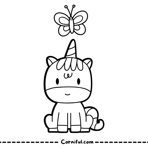 Butterfly and Unicorn Coloring Page