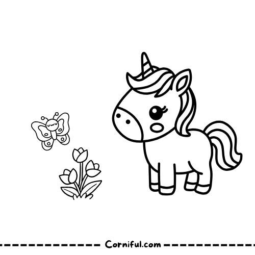 Butterfly and Unicorn Coloring Page