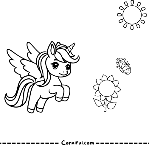 Butterfly and Unicorn Coloring Page