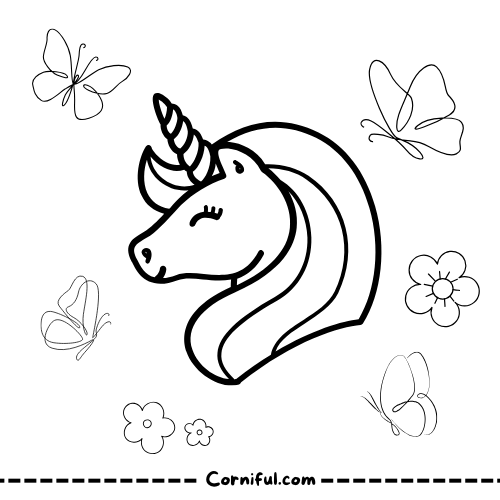 Butterfly and Unicorn Coloring Page