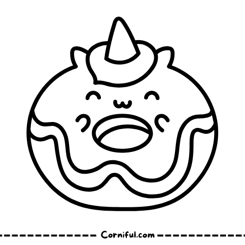 Unicorn Doughnut Coloring Page