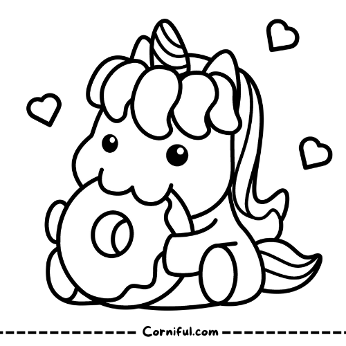 Unicorn Doughnut Coloring Page