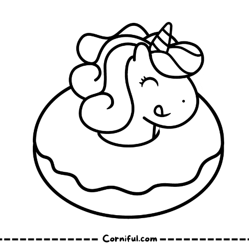 Unicorn Doughnut Coloring Page