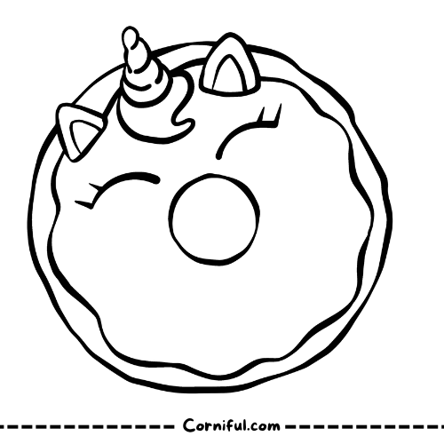 Unicorn Doughnut Coloring Page