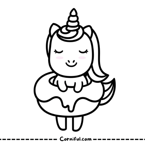 Unicorn Doughnut Coloring Page