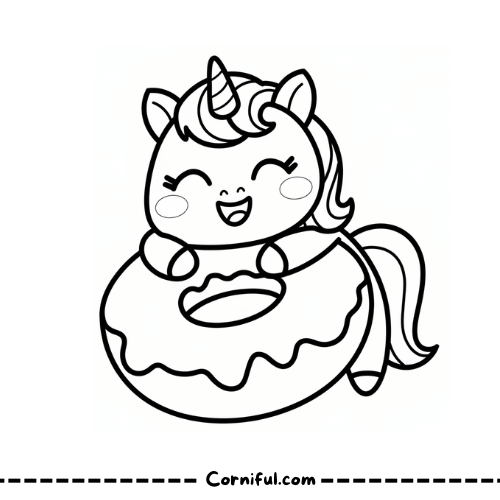 Unicorn Doughnut Coloring Page