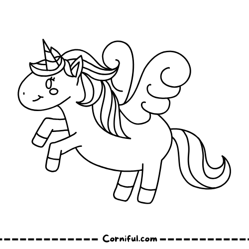 Cartoon Unicorn Coloring Page