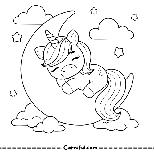 Cartoon Unicorn Coloring Page