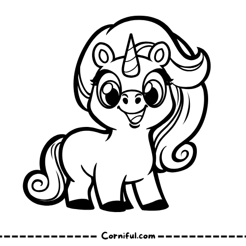 Cartoon Unicorn Coloring Page