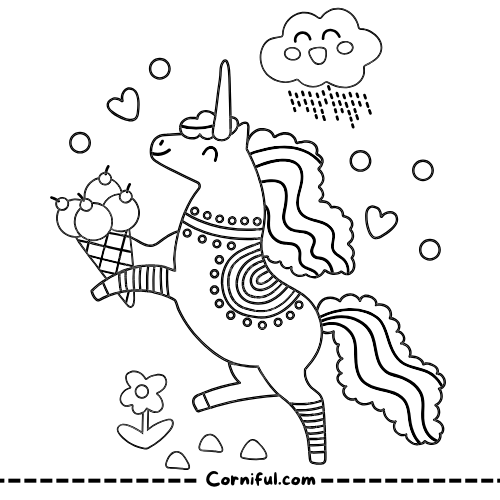 Cartoon Unicorn Coloring Page