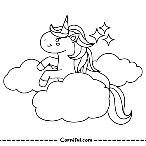 Cartoon Unicorn Coloring Page