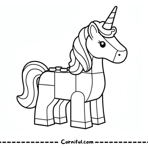 Lego Unicorn Coloring Page