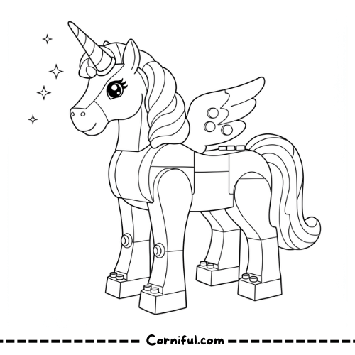 Lego Unicorn Coloring Page