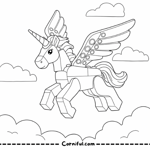 Lego Unicorn Coloring Page