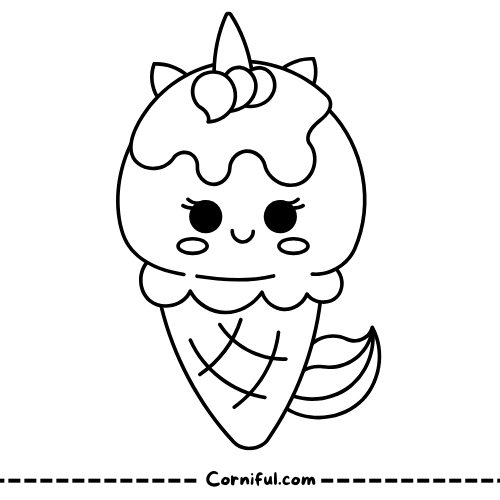 Unicorn Ice Cream Coloring Page