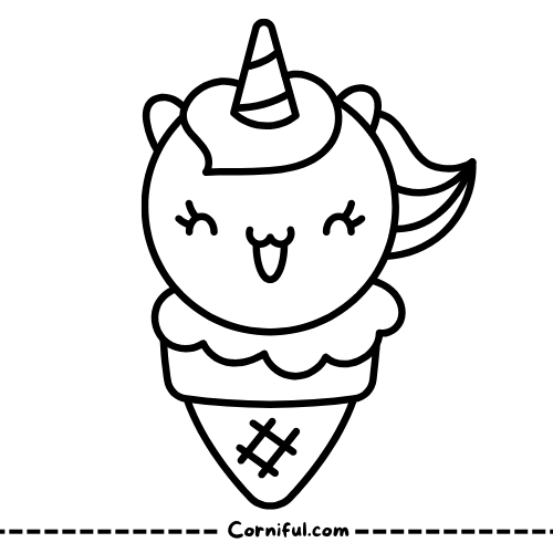 Unicorn Ice Cream Coloring Page