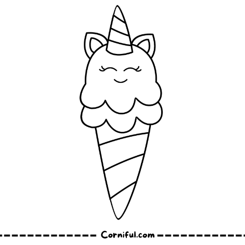 Unicorn Ice Cream Coloring Page