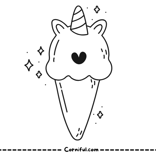 Unicorn Ice Cream Coloring Page