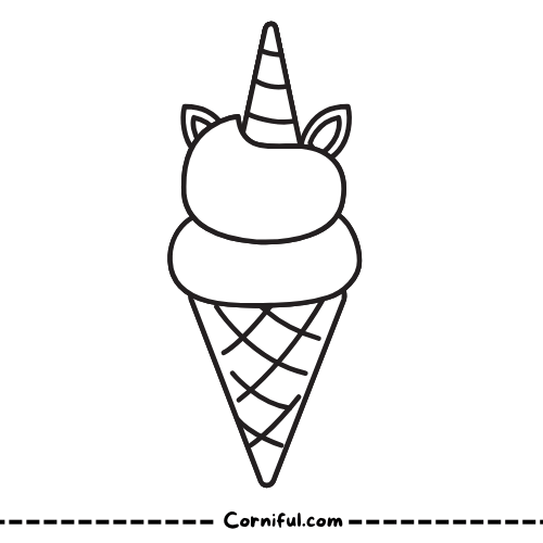 Unicorn Ice Cream Coloring Page