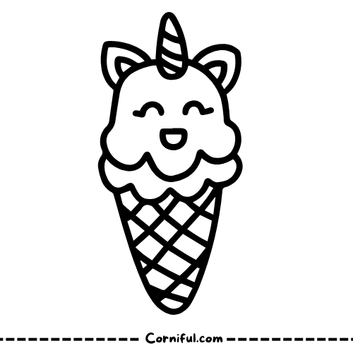 Unicorn Ice Cream Coloring Page