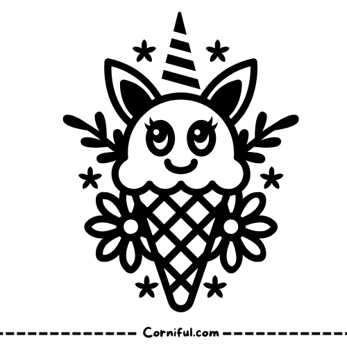 Unicorn Ice Cream Coloring Page